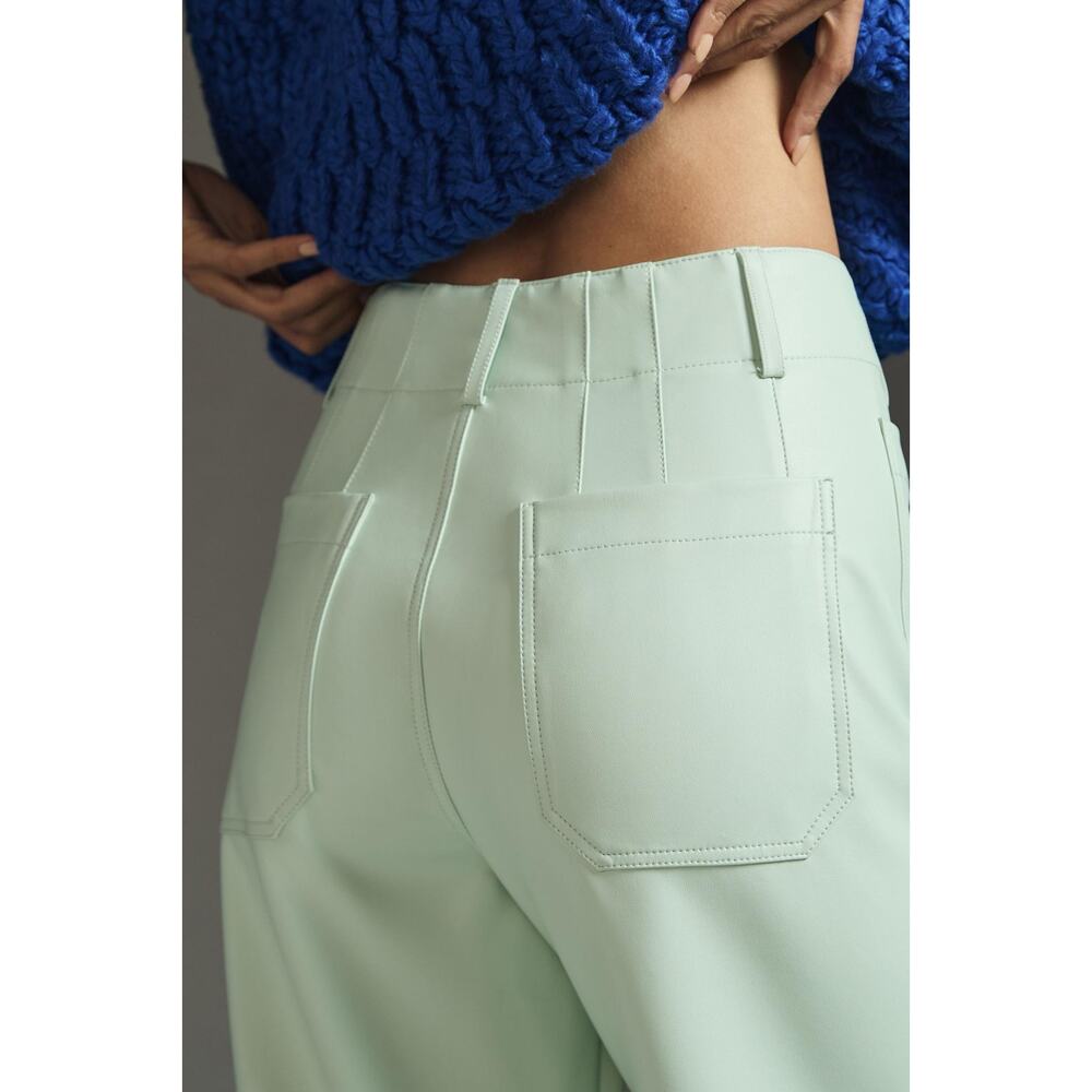 NEW Anthro Maeve The Colette Cropped Wide Leg Faux Leather Edition Mint Size 32 - Picture 5 of 13